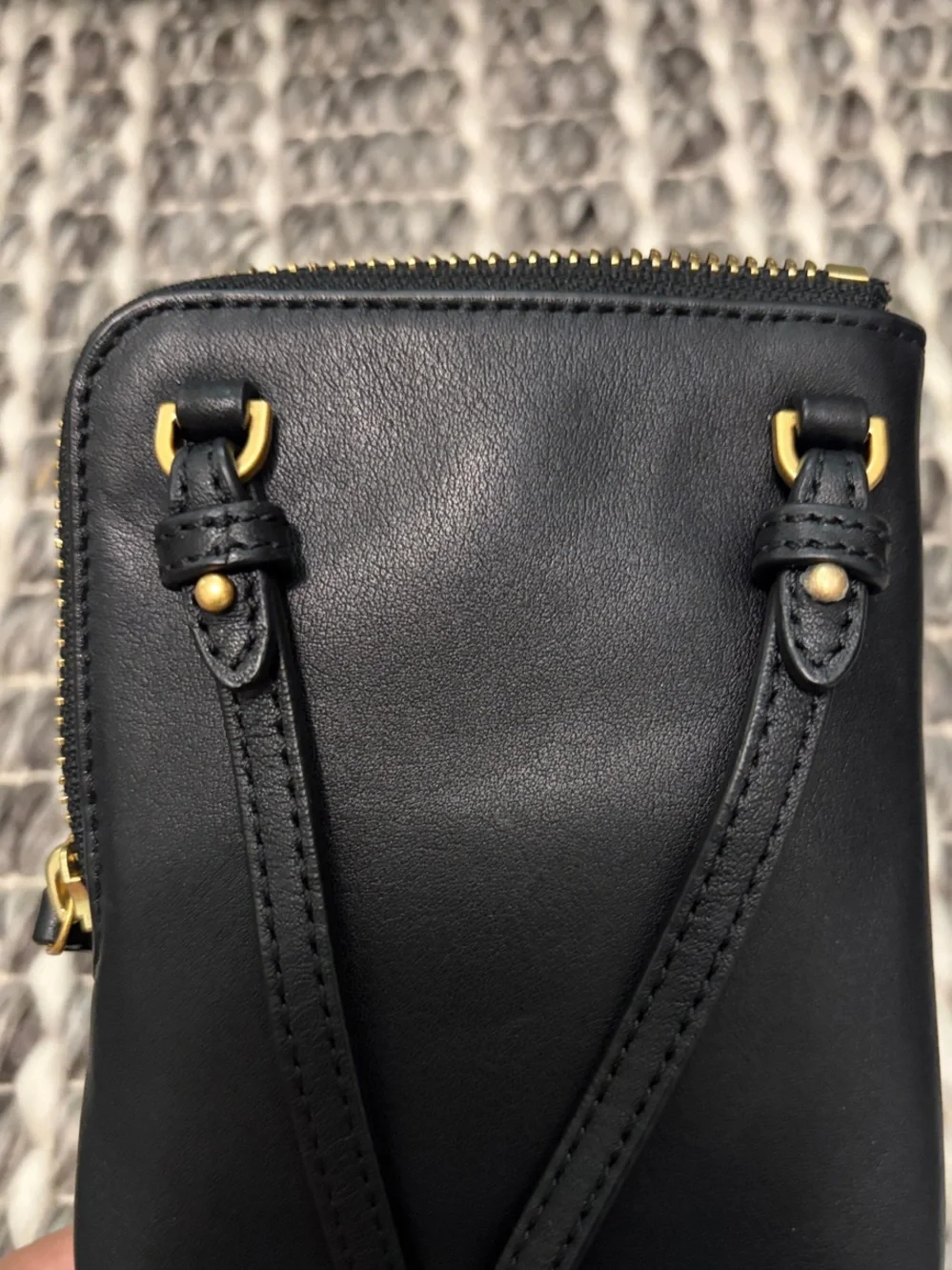 Tory Burch Black Leather Crossbody with Gold Logo Medallion